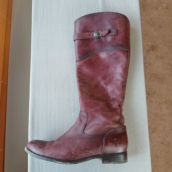 SINGLE LEFT FOOT ONLY Frye Molly Button Tall Boot 10B brown leather zip 1" heel - Picture 1 of 16
